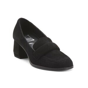 ANTICA CUOIERIA Black Made In Italy Suede Heeled Penny Loafers